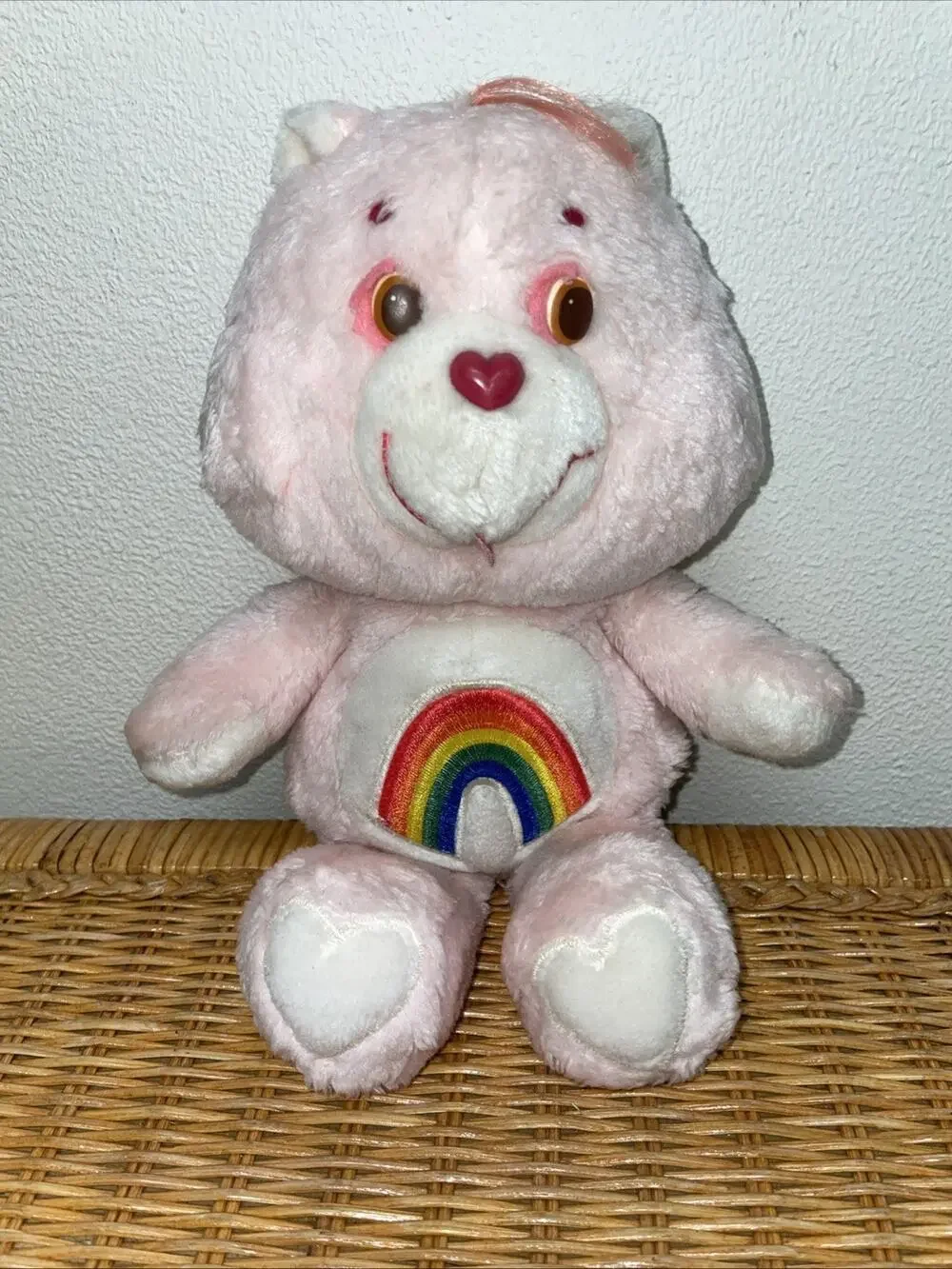 Vintage Care Bear Original 1983 Kenner Pink Cheer Bear Rainbow Plush Stuffed 13